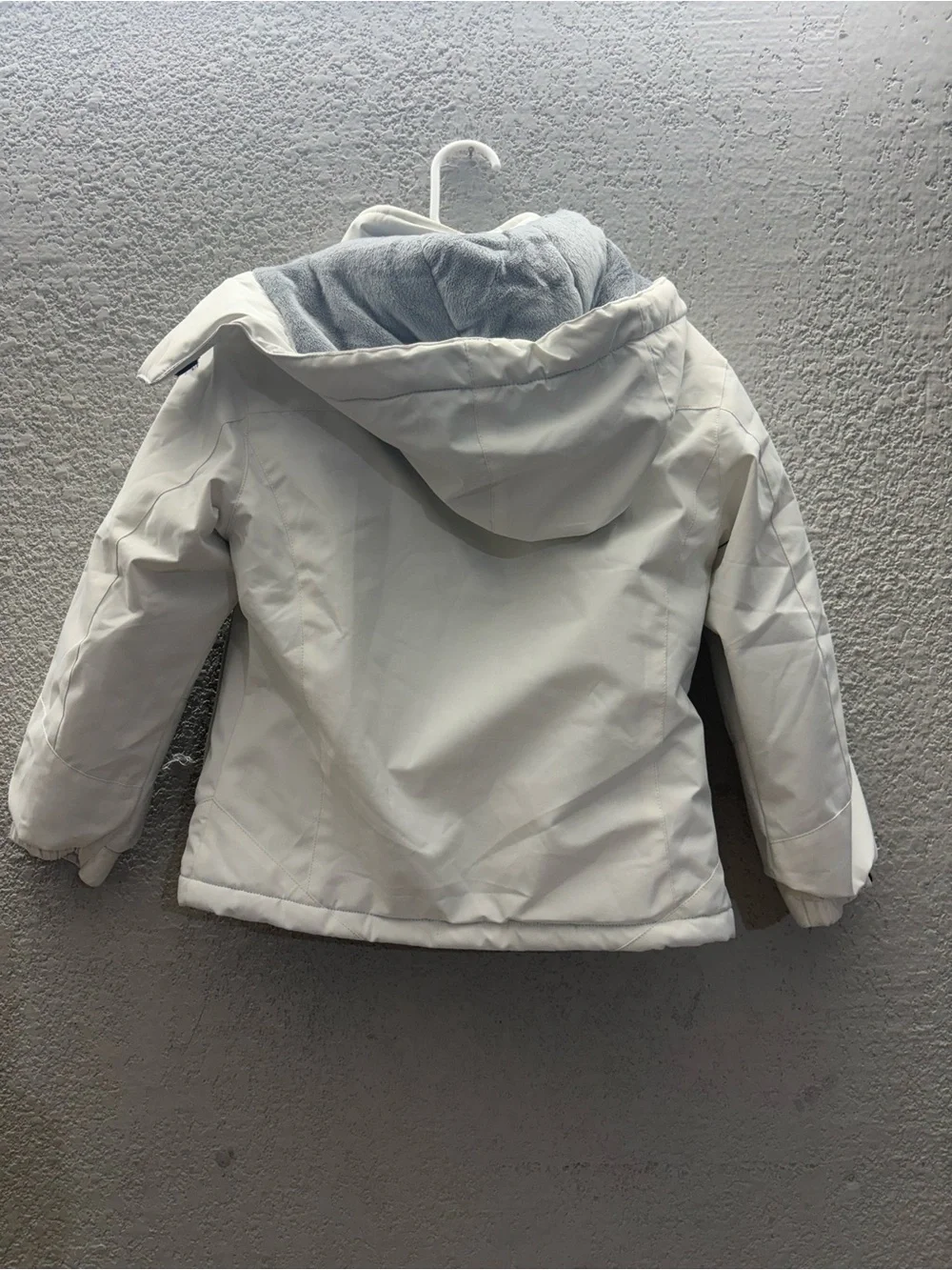 Kids White Puffer Jacket with Black Trim